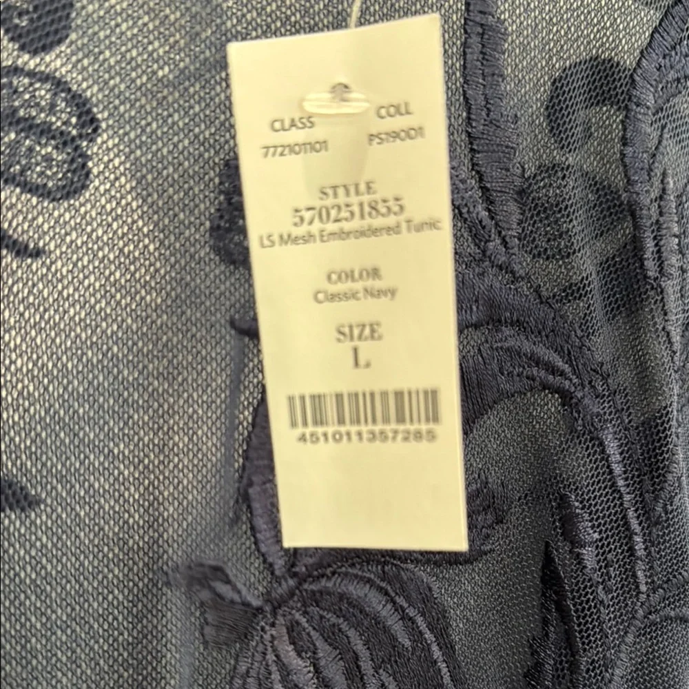 Elegant Navy Sheer Blouse - Picture 4 of 10